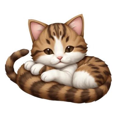 dark brown tabby and white kitten upside down sleeping sticker