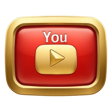 youtube golden play button with red edges sticker