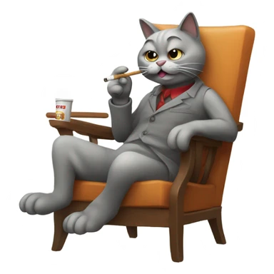 cat in a chair smoking sticker