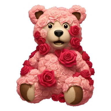 Bear made out of roses sticker