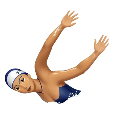 An icon featuring a swimmer in mid-stroke, cutting through the water with a strong, fluid motion. The design includes ripples around the swimmer’s body and a pool lane line in the background, symbolizing speed and technique in swimming. Transparent background highlights the grace sticker