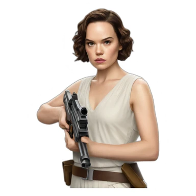 Daisy Ridley with a gun sticker