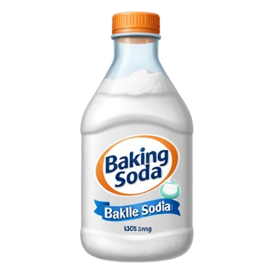 baking soda, bottle. sticker