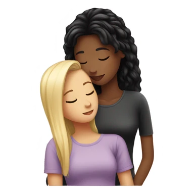 Black hair girl teenager kissing her blonde mom sticker