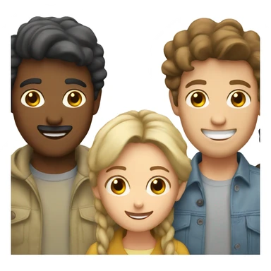 Four foreigners together happy sticker