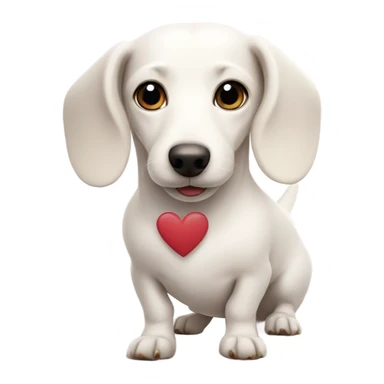 White dachshund with a heart  sticker