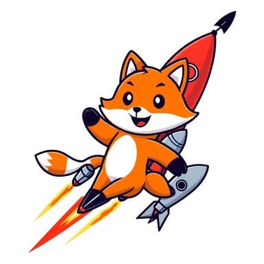 Evil Fox firing a rocket sticker