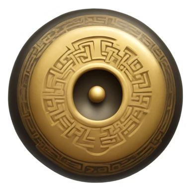 Feng shui zen chinese gong with a mallet striking him producing song sticker