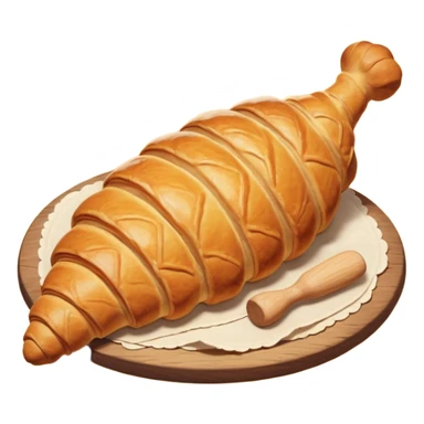 Baking humanless avatar in clean vibrant style illustration. Fresh croissant and rolling pin, warm golden tones, simple shapes, flat design, high contrast, cozy and friendly. sticker