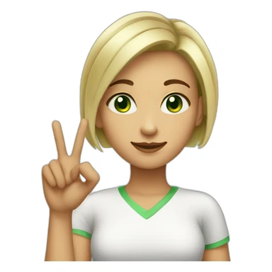 short hair girl green eyes doing ok sign sticker