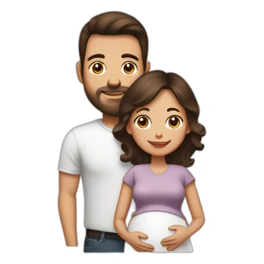 Husband and pregnant wife dark brown haircut sticker