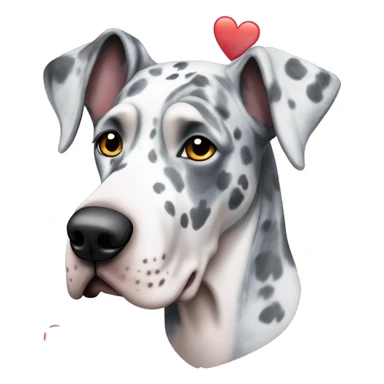 Blue Merle Great Dane with hearts on his eyes sticker