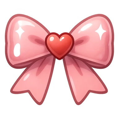 new bow emoji, cute and shiny, with a heart accent sticker
