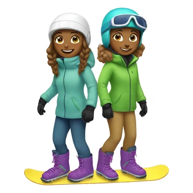 Two girls snowboarding sticker