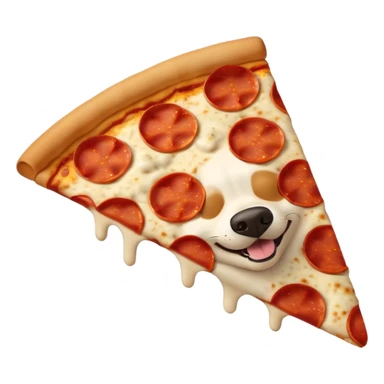 The dog is eating a pizza at the moment. sticker