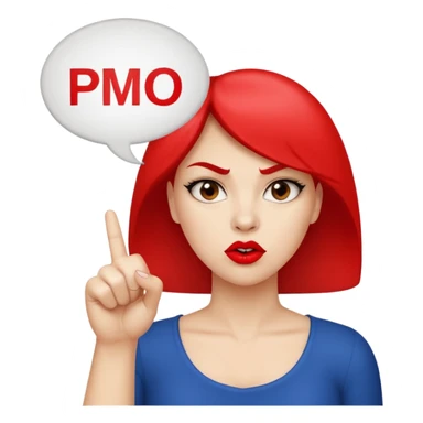 An angry lady with her finger up and the letters “Don’t PMO” in a speech bubble  sticker