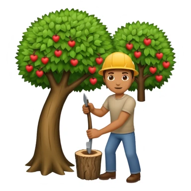 Homme coupant un arbre sticker
