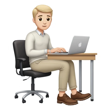 white Guy wearing trousers and shoes, sitting at desk working on a laptop  sticker