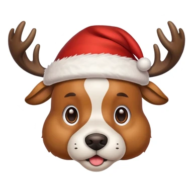 Dog Santa deer hat sticker