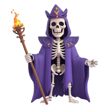undead skeleton overlord with magical staff sticker