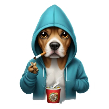 Poker face dog wearing hoodie and smoking cigarettes  sticker