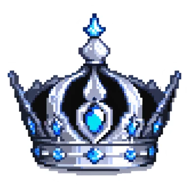 A sapphire blue crown with pointed tips and silver details sticker