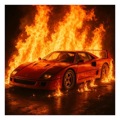 Ferrari F40 in fire sticker