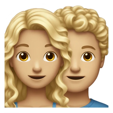 blonde girl with white boy with curly brown hair sticker