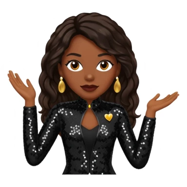 Maxine Jones from En Vogue with long dark brown hair, black sequin outfit sticker