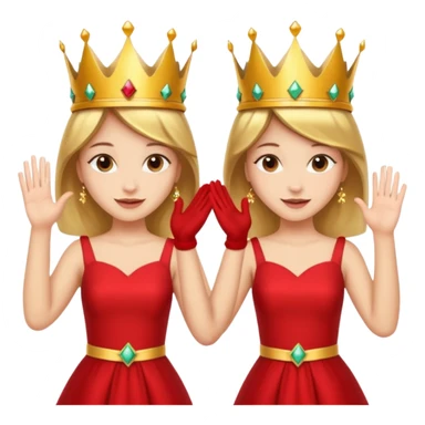 Two women wearing crowns and identical outfits giving each other a high five. sticker