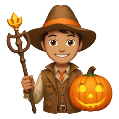 Hunter With Jack o Lantern, with wand sticker