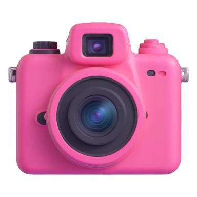 a pink camera with three photos floating around it sticker