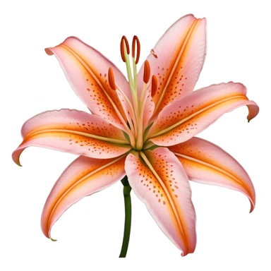 light pink and orange oriental lily close-up sticker