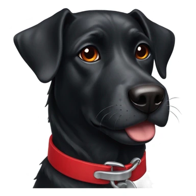 Black dog with red collar  sticker