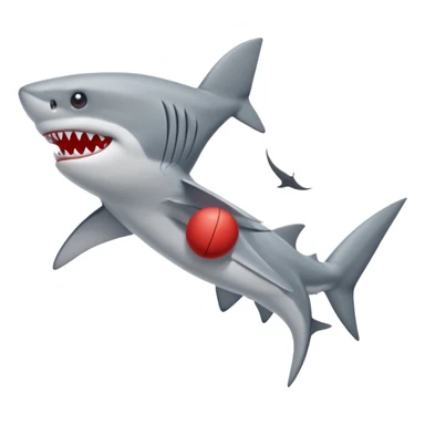 Q se vea más animado el tiburón  q sus tres patas tengan zapatillas nike color rojo sticker