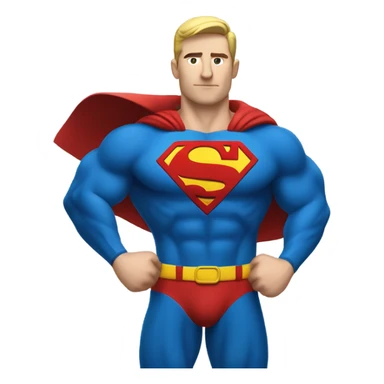 the superman with abs white man sticker