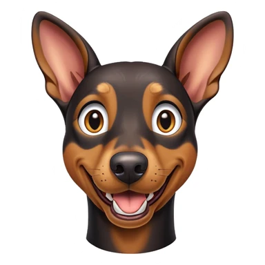 cinematic-comical-doberman pinscher-portrait-emoji,-head-tilted-dramatically-with-an-exaggeratedly-amused-expression,-featuring-a-vibrant-black and tan-fur-with-a-lively-sheen,-wide,-expressive-brown-eyes-filled-with-playful-disbelief sticker
