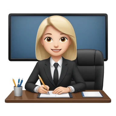 une image de 3/4 avec un recruteur à son bureau APS DE FACE DE 3/4 sticker