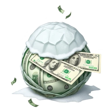 Snow ball with dollar bills  sticker