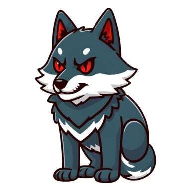 menacing black wolf with bright red eyes sticker