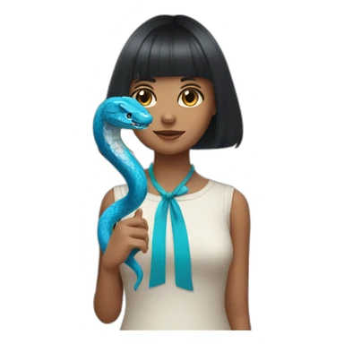 Girl with bang cut and blue snake in hand sticker