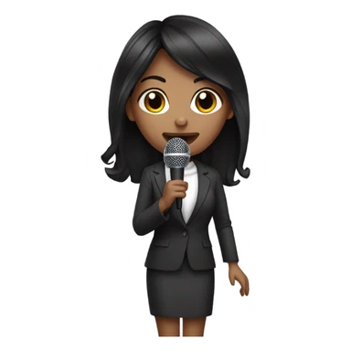 Black haired girl dropping microphone  sticker