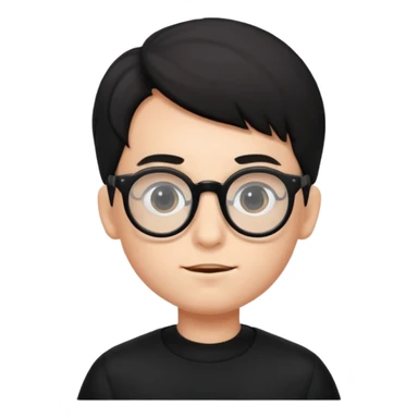 boy with big glasses,black wear sticker