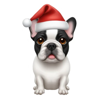 French bulldog Santa hat sticker