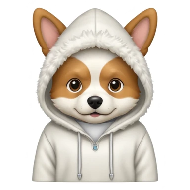 Dog wearing white pointy hoodie sticker