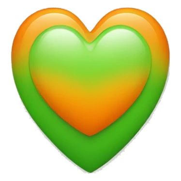 Small Half green and half orange heart sticker
