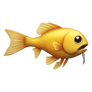 Fish looking at a worm sticker