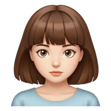 A beautiful girl with brown hair and air bangs sticker