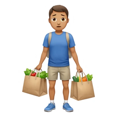Hombre cargando bolsas de supermercado con dificultad sticker