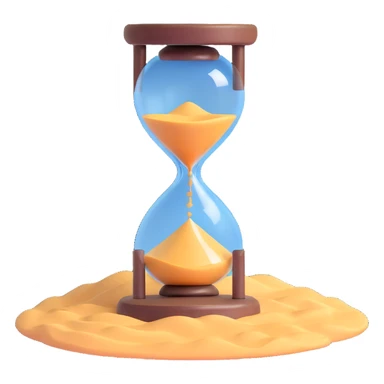 A visual representation of time passing: an hourglass with sand falling, or a clock with spinning hands, symbolizing the flow of time. sticker